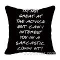 Black Letters Printed Customized Cushion Cover